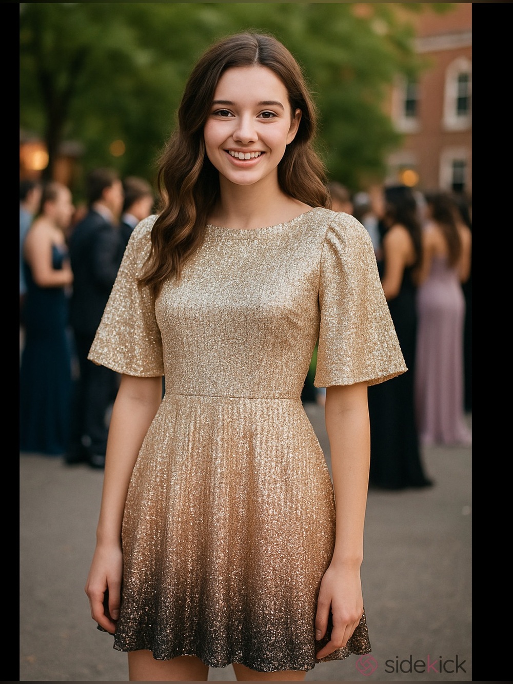 NWT** Old Navy Sequin Short Sleeve Cocktail Dress in Hombre Champagne